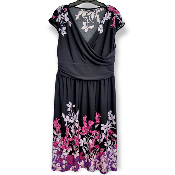 APT 9 V Neck Floral Midi Dress Length 41” Poly Spandex Size PM - Picture 1 of 5